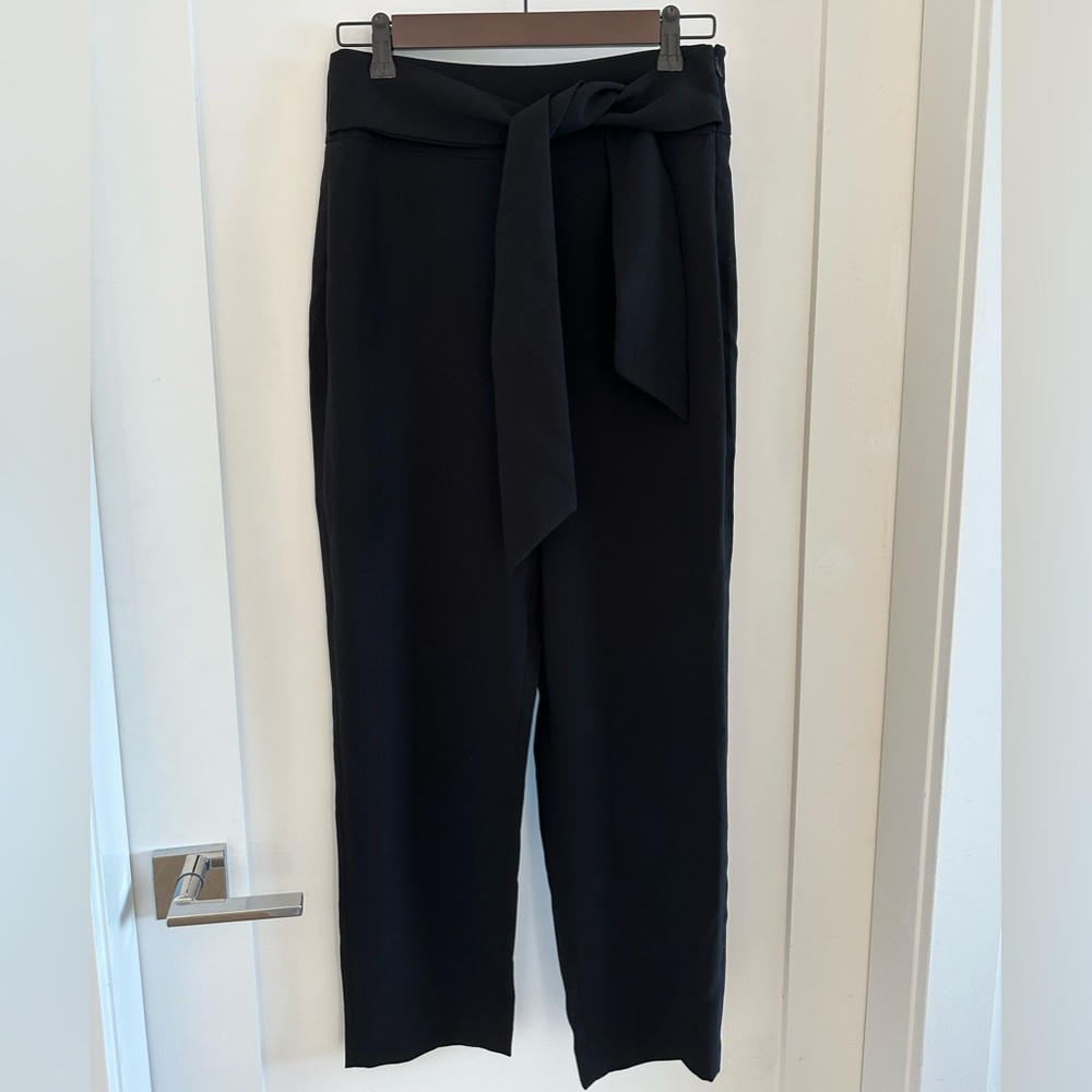 RW&CO. Black High-Waist Tie Belt Trousers
